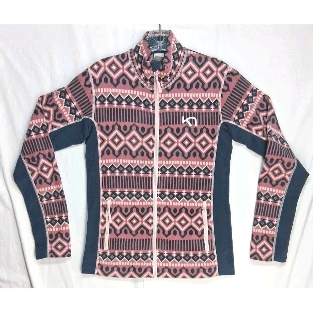 Kari Traa Womens S Nordic Pink Full Zip Rille Fleece Jacket Mockneck Athleisure